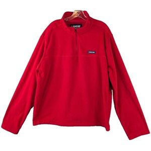 Lands' End Men's Fleece 1/4 Zip Sweatshirt Golf Mock Neck Pullover‎ Size XL Red